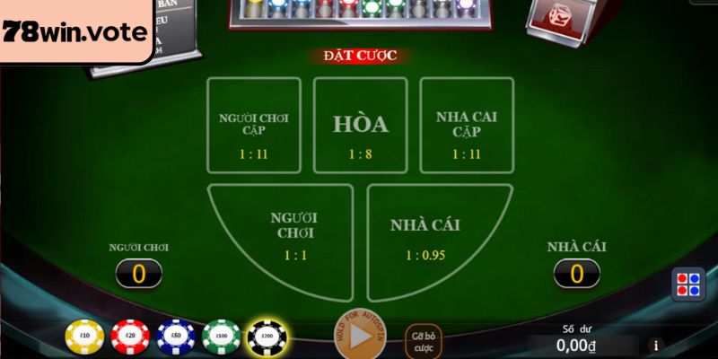 Giao diện bàn chơi baccarat 78win vô cùng hiện đại